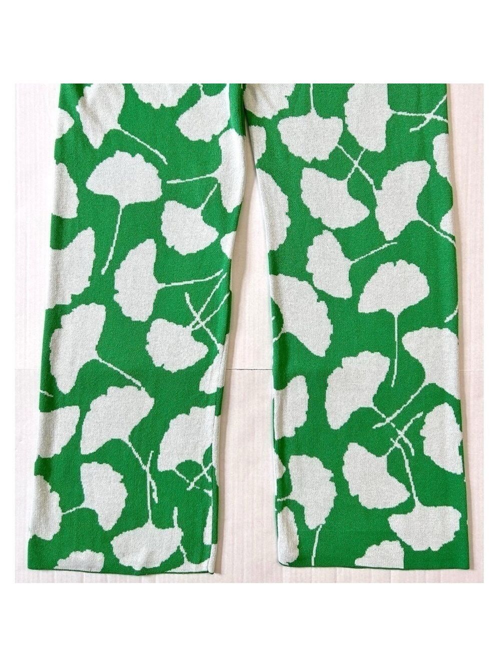 Diane Von Furstenberg Target Green Flare Knit Pants Large - Picture 9 of 10